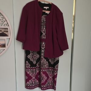 Studio One Burgundy and Black Skirt Set